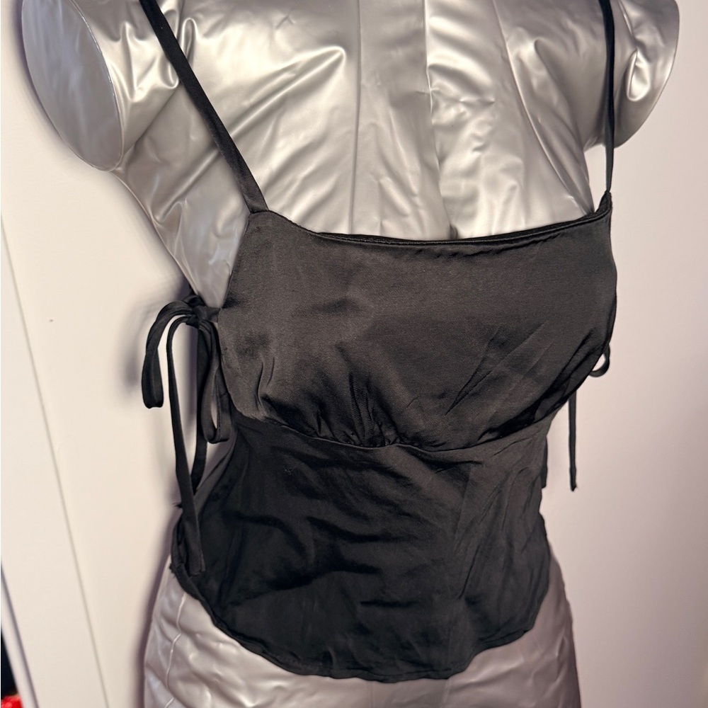 Black Satin Camisole Top